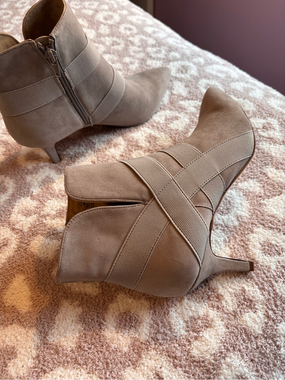 G.I.L.I. Taupe Pointed-Toe Ankle Booties with Strap Detail